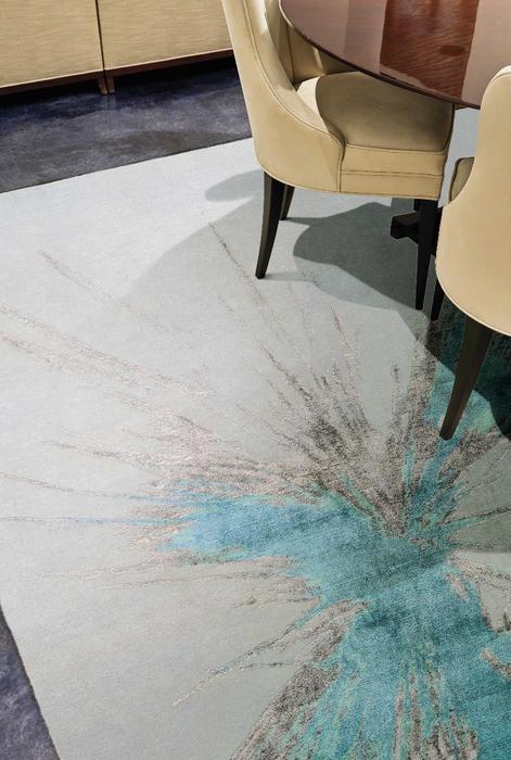 Nourison Christopher Guy Wool & Silk Abstract Ivory/Blue Rug CGS24 |Nourison Home