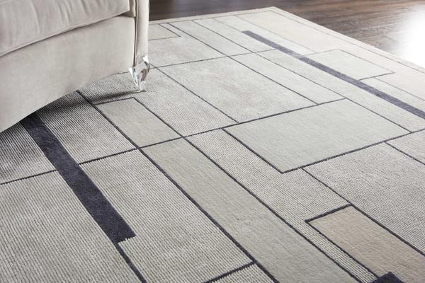 Nourison Christopher Guy Wool & Silk Geometric Ivory/Black Rug CGS19 Home