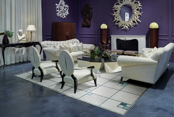 Nourison Christopher Guy Wool & Silk Geometric Ivory/Blue Rug CGS01 Home