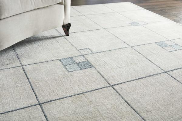 Nourison Christopher Guy Wool & Silk Geometric Ivory/Blue Rug CGS01 Home