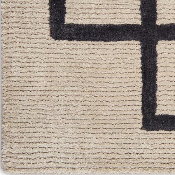 Nourison Christopher Guy Wool & Silk Striped Border Ivory/Black Rug CGS10 Home