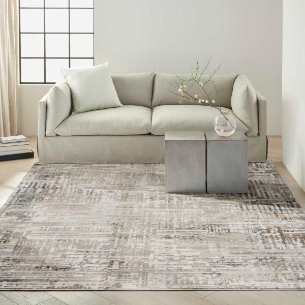 nourison Ck005 Enchanting Cream Grey Indoor only Abstract Rug ECH05 Home