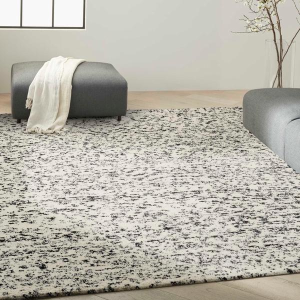 Nourison CK042 Billows Ivory Black Indoor Only Abstract Rug BIL01 Home
