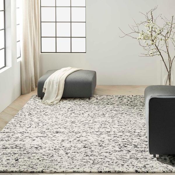 nourison CK042 Billows Ivory Black Indoor only Abstract Rug BIL01 Home