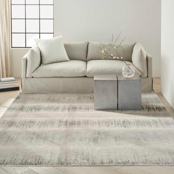 nourison CK079 Notes Ivory Charcoal Indoor only Abstract Rug NOT06