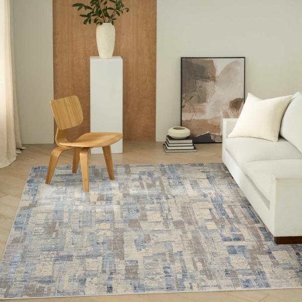 Nourison CK089 Drift Blue Beige Indoor Only Abstract Rug DRF04