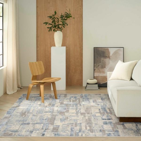nourison CK089 Drift Blue Beige Indoor only Abstract Rug DRF04