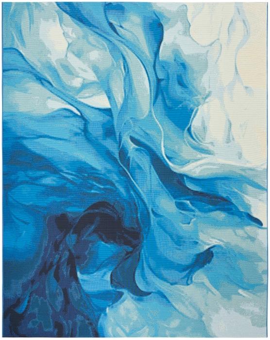Nourison Color Splash Blue Ivory Indoor/Outdoor Abstract Rug CSP09