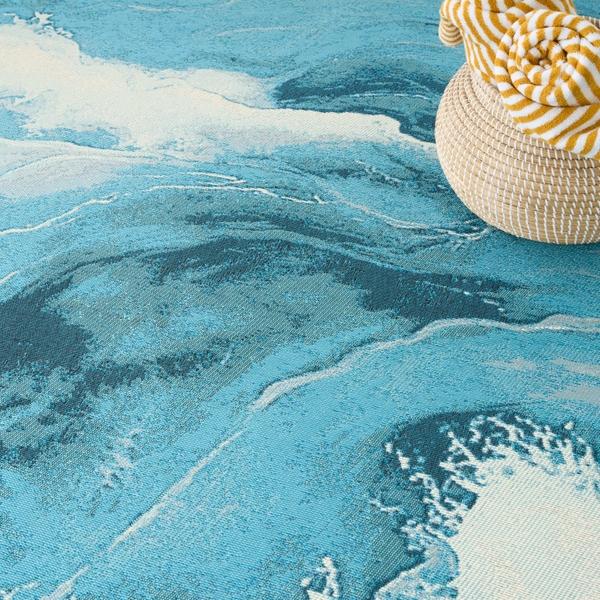 Nourison Color Splash Ivory Blue Indoor/Outdoor Abstract Rug CSP05