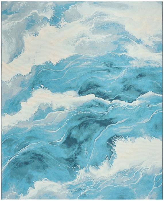 Nourison Color Splash Ivory Blue Indoor/Outdoor Abstract Rug CSP05