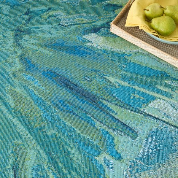 Nourison Color Splash Ivory Blue Indoor/Outdoor Abstract Rug CSP04