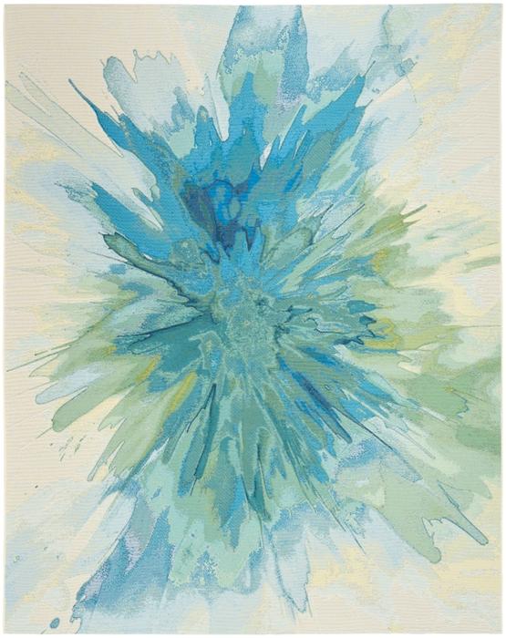 Nourison Color Splash Ivory Blue Indoor/Outdoor Abstract Rug CSP04