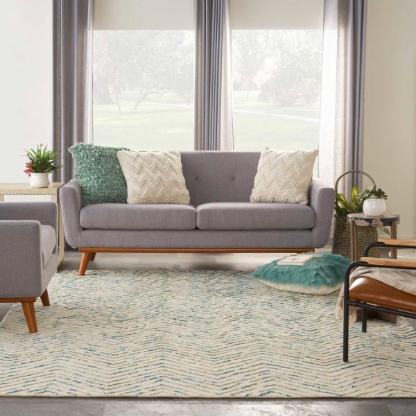 Nourison Colorado Abstract Chevron Ivory/Green Rug CLR02 Home