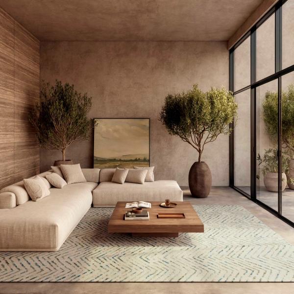 nourison Colorado Abstract Chevron Ivory/Green Rug CLR02 Home