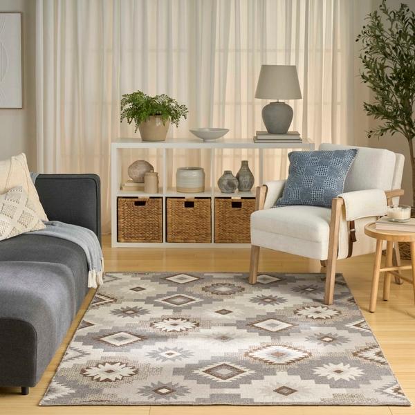 Nourison Copenhagen Ivory Beige Indoor Only Geometric Rug CPN01