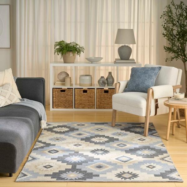 Nourison Copenhagen Ivory Navy Indoor Only Geometric Rug CPN01