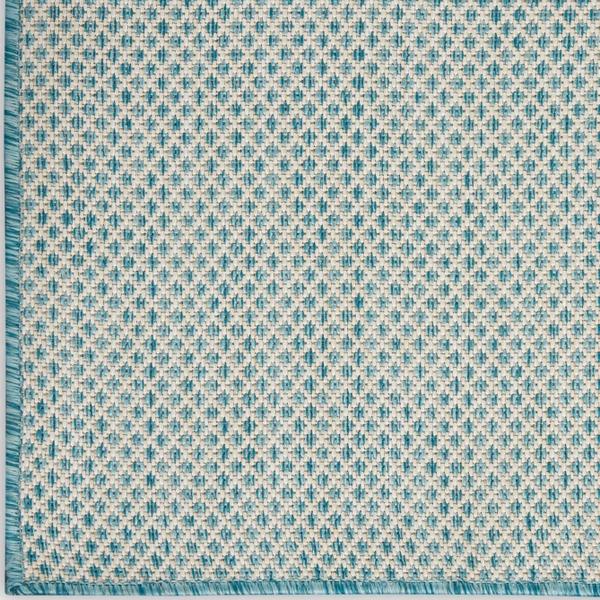 nourison Courtyard Outdoor Flat Weave Aqua Blue Rug COU01 Home