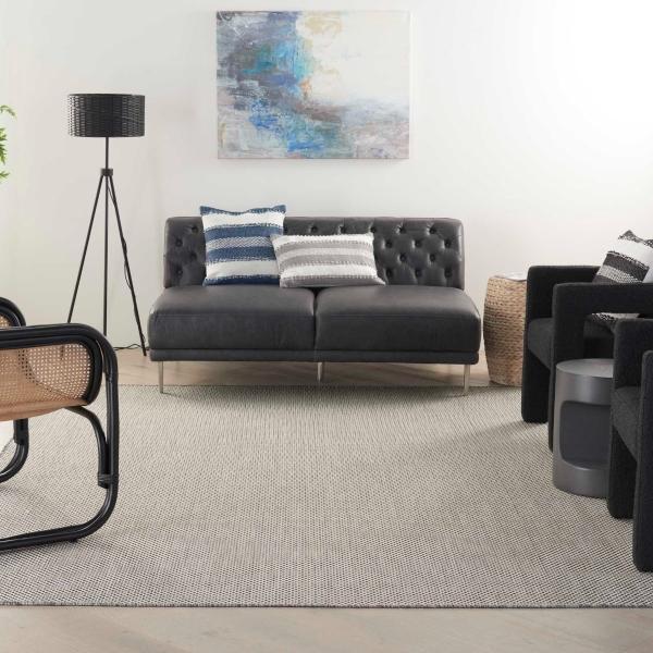Nourison Courtyard Outdoor Flat Weave Charcoal Grey Rug COU01 Home