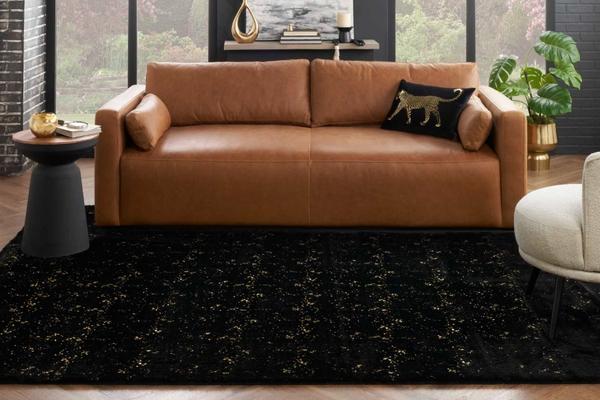 Nourison Cozy Shimmer Black Gold Indoor Only Abstract Rug CSH01 Home
