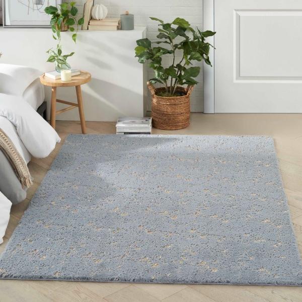 Nourison Cozy Shimmer Blue Grey Indoor Only Abstract Rug CSH01 Home