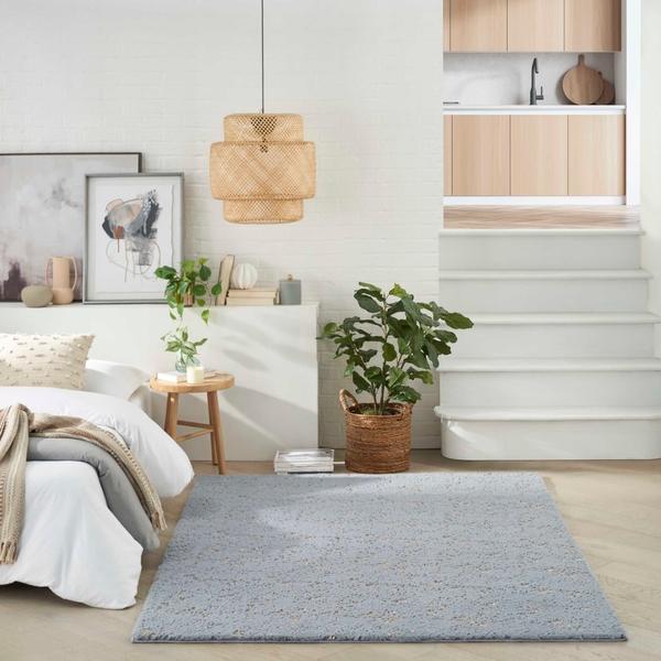 nourison Cozy Shimmer Blue Grey Indoor only Abstract Rug CSH01 Home