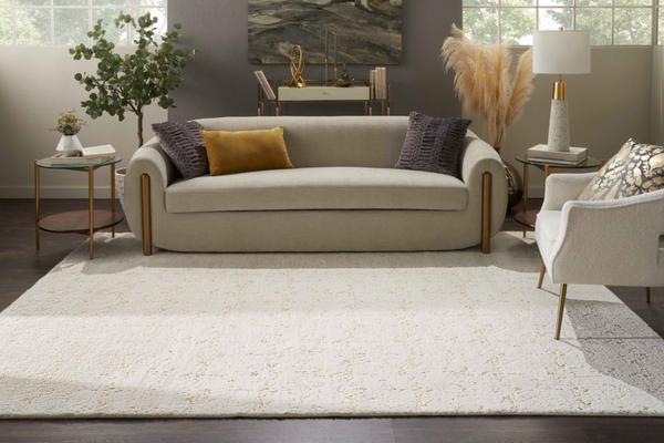 Nourison Cozy Shimmer Ivory Gold Indoor Only Abstract Rug CSH01 Home