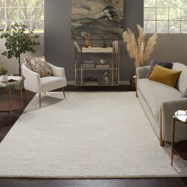 nourison Cozy Shimmer Ivory Gold Indoor only Abstract Rug CSH01 Home