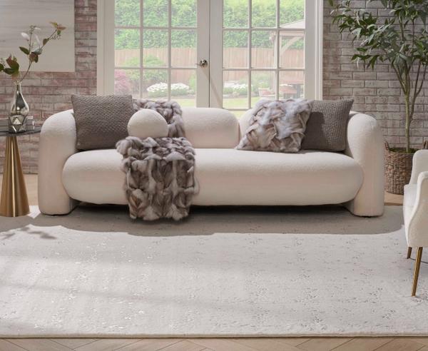 Nourison Cozy Shimmer Ivory Silver Indoor Only Abstract Rug CSH01 Home