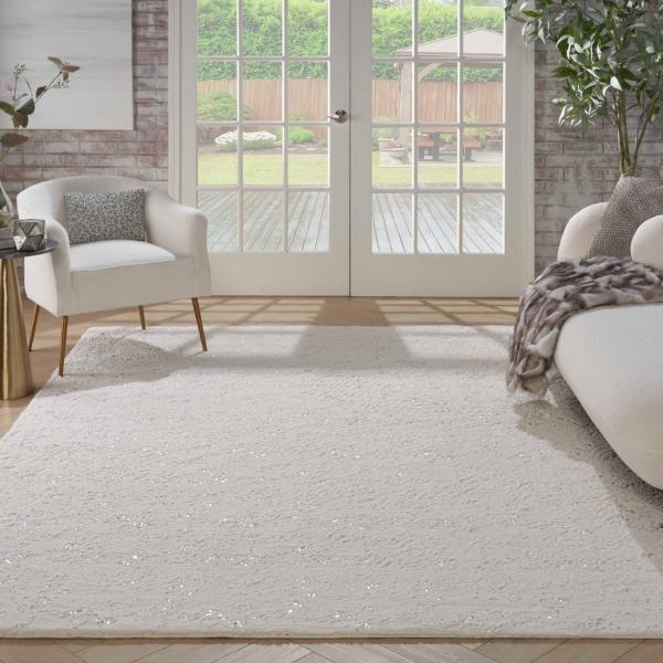 nourison Cozy Shimmer Ivory Silver Indoor only Abstract Rug CSH01 Home