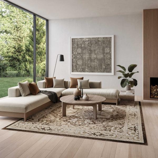 nourison Dekor Brown Ivory Indoor only Persian Rug DEK08