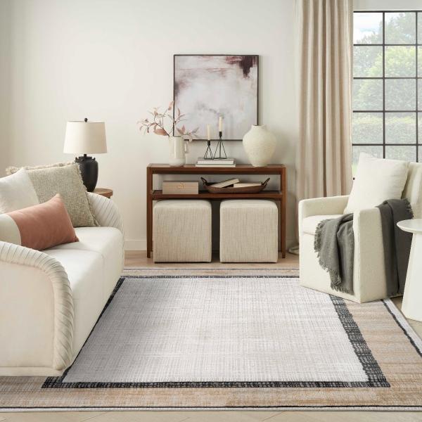 nourison Dekor Grey Charcoal Indoor only Abstract Rug DEK06