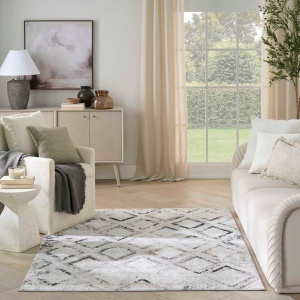 Nourison Dekor Grey Charcoal Indoor Only Diamond Rug DEK05