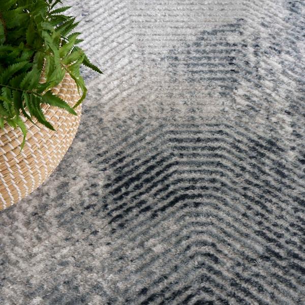Nourison Dekor Grey Navy Indoor Only Abstract Rug DEK04