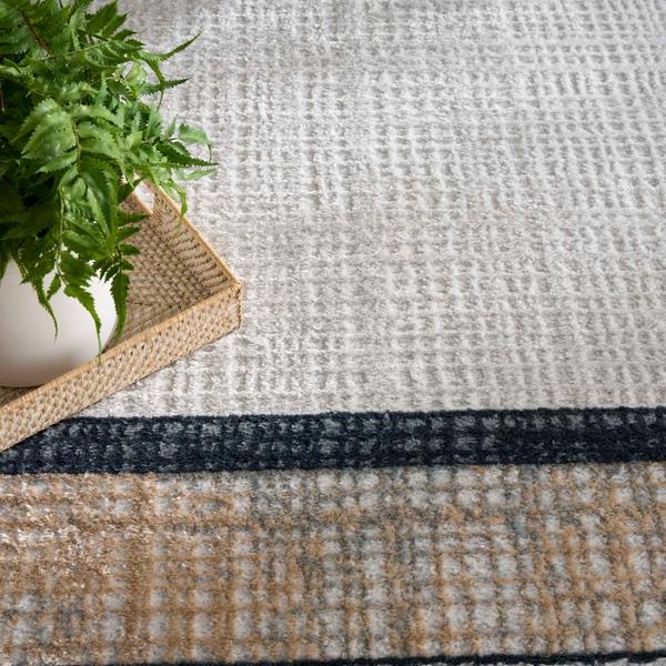 Nourison Dekor Grey Navy Indoor Only Abstract Rug DEK06