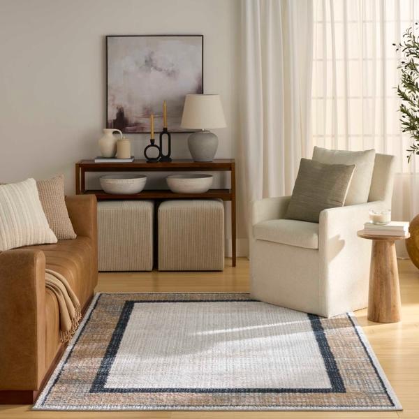 Nourison Dekor Grey Navy Indoor Only Abstract Rug DEK06