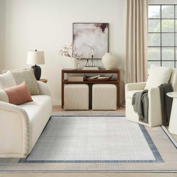 nourison Dekor Grey Navy Indoor only Abstract Rug DEK06