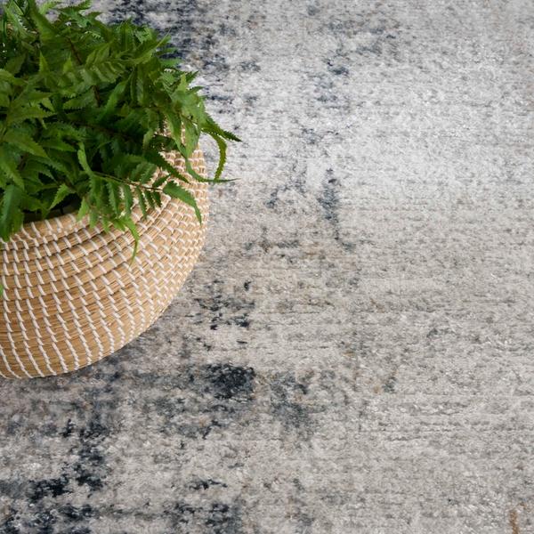 Nourison Dekor Grey Navy Indoor Only Abstract Rug DEK07