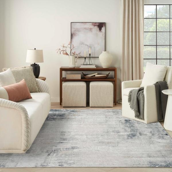 nourison Dekor Grey Navy Indoor only Abstract Rug DEK07