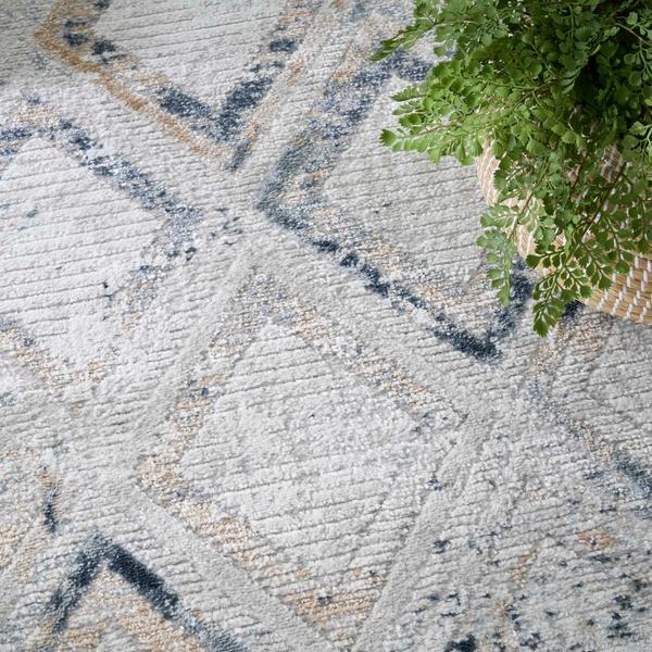 Nourison Dekor Grey Navy Indoor Only Diamond Rug DEK05