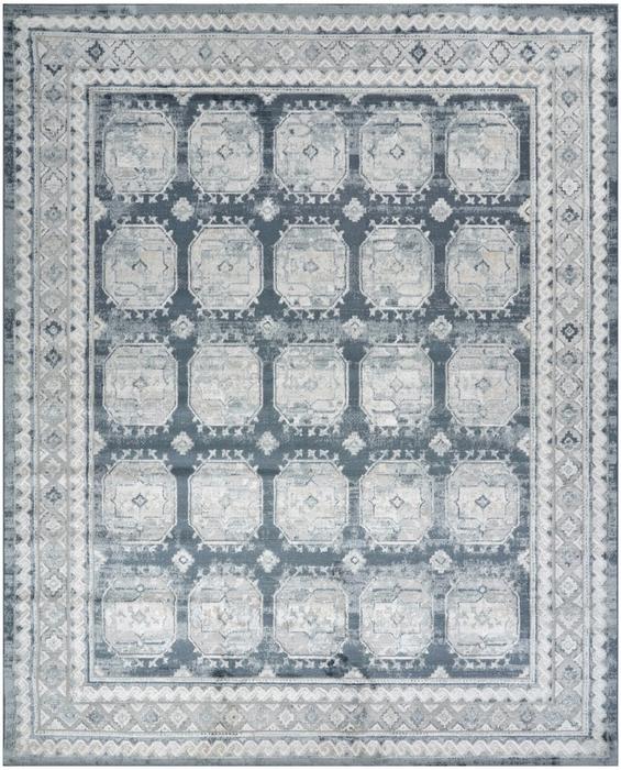 Nourison Dekor Grey Navy Indoor Only Moroccan Rug DEK01