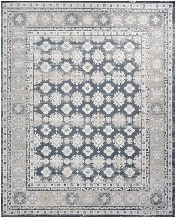 Nourison Dekor Grey Navy Indoor Only Persian Rug DEK02