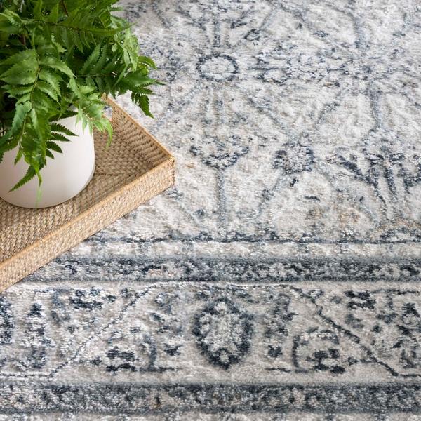 Nourison Dekor Grey Navy Indoor Only Persian Rug DEK03