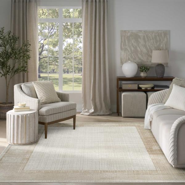 nourison Dekor Ivory Beige Indoor only Abstract Rug DEK06