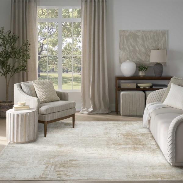 nourison Dekor Ivory Beige Indoor only Abstract Rug DEK07