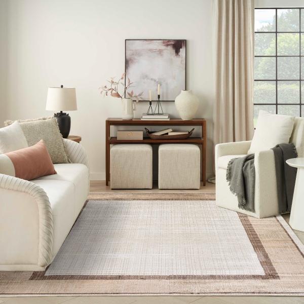 nourison Dekor Ivory Brown Indoor only Abstract Rug DEK06