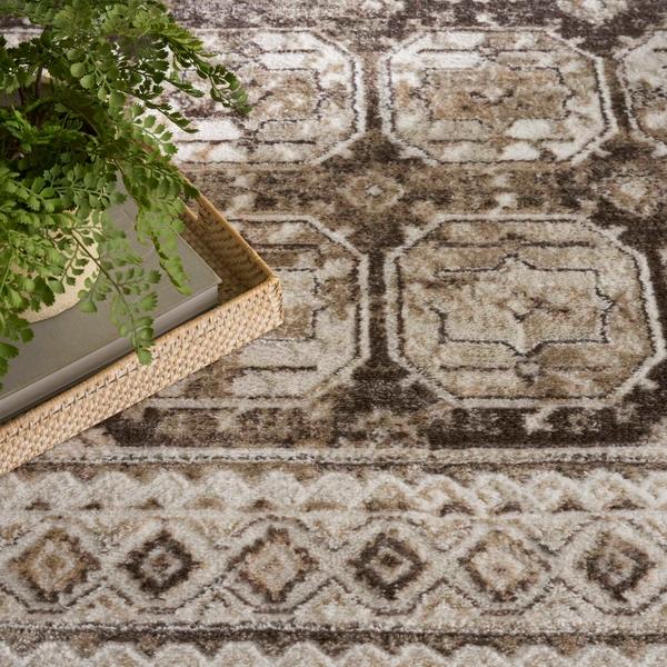 Nourison Dekor Ivory Brown Indoor Only Moroccan Rug DEK01