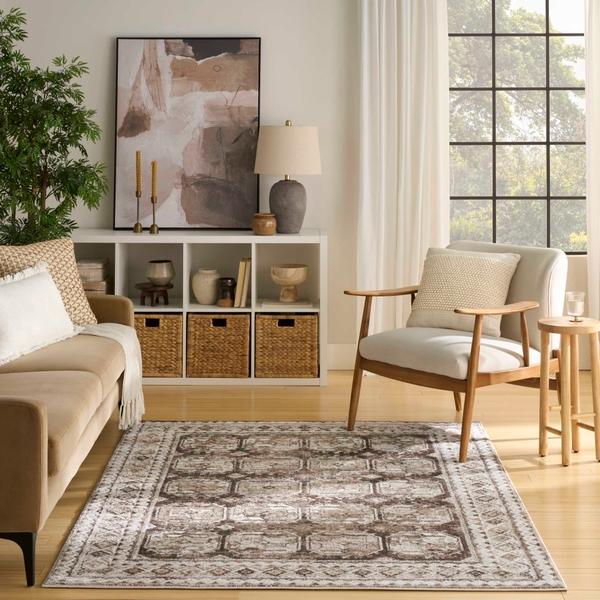 Nourison Dekor Ivory Brown Indoor Only Moroccan Rug DEK01