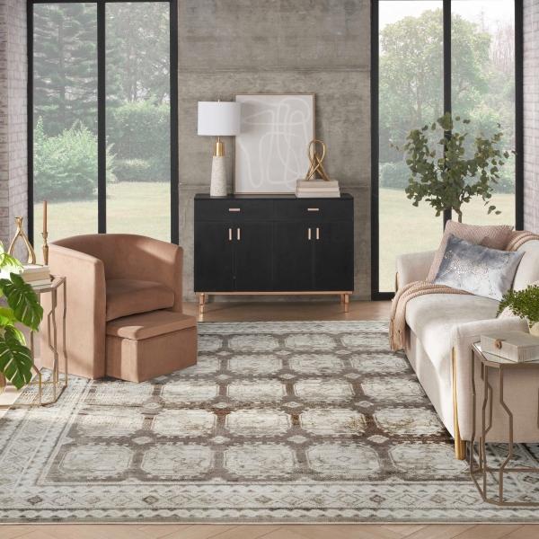 nourison Dekor Ivory Brown Indoor only Moroccan Rug DEK01