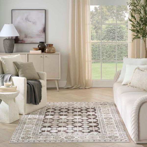 Nourison Dekor Ivory Brown Indoor Only Persian Rug DEK02
