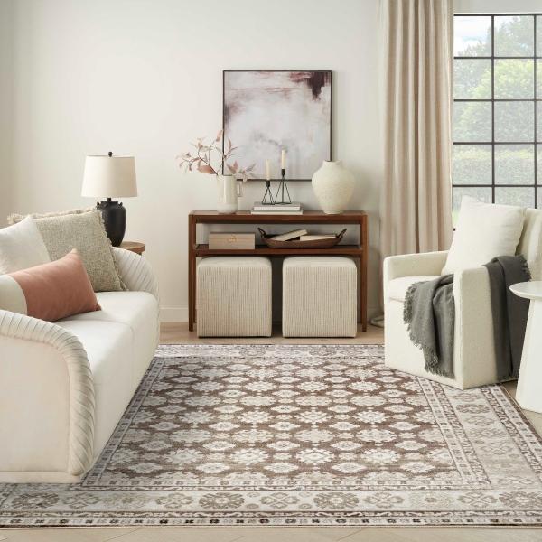 nourison Dekor Ivory Brown Indoor only Persian Rug DEK02
